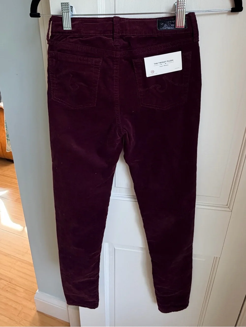NWT AG Girls' Burgundy Corduroy Skinny Jeans Size 12